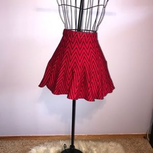 Black and red chevron reversible skater skirt
